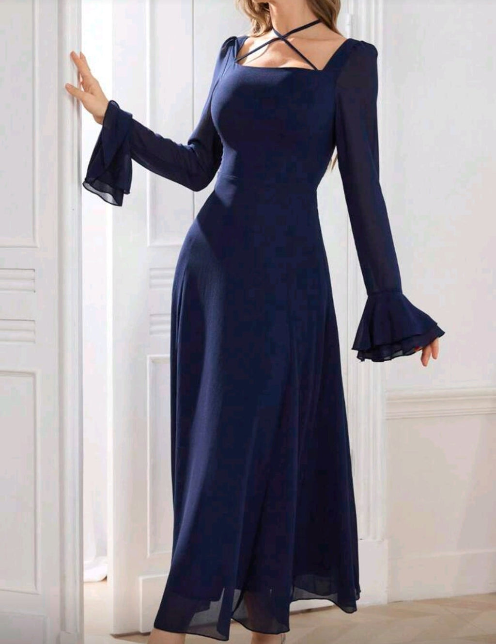 Vestido azul marino corte A