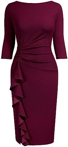 Vestido vino formal midi manga 3/4