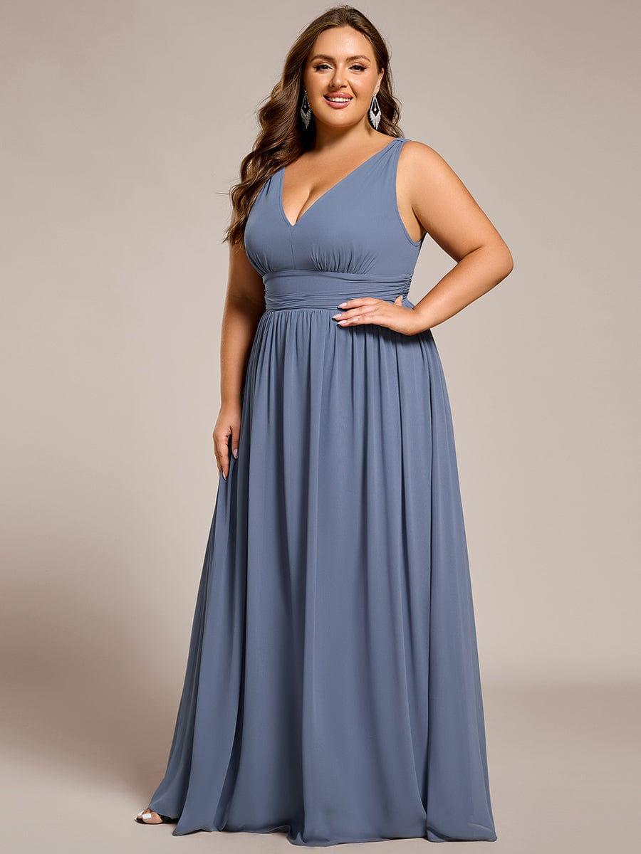 Vestido dusty blue tirante grueso corte A