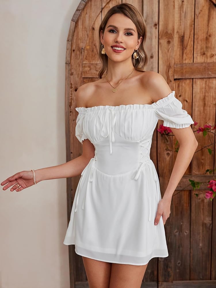 Vestido blanco mini manga corga