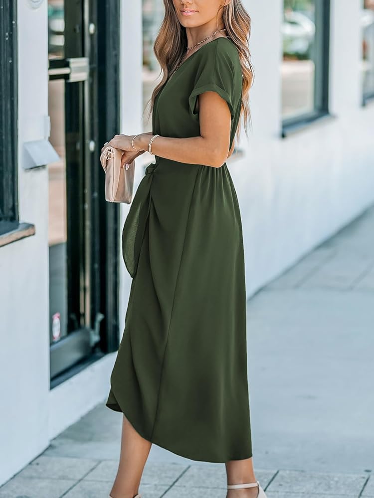 Vestido verde oliva midi