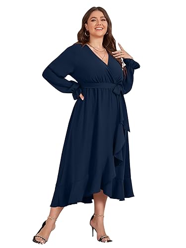 Vestido manga larga azul oscuro