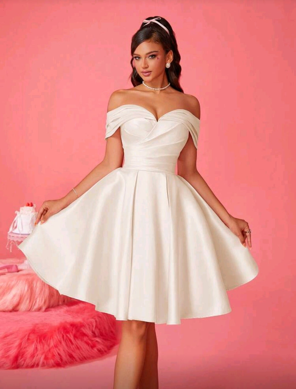 Vestido color crema core princesa manga caída
