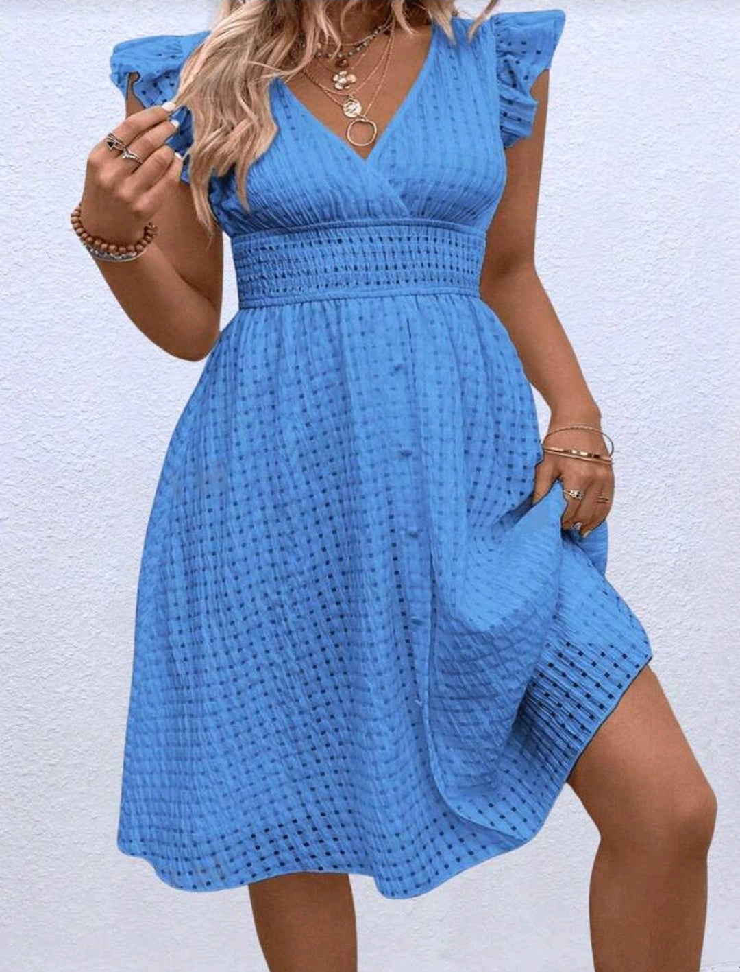 Vestido celeste oscuro casual midi
