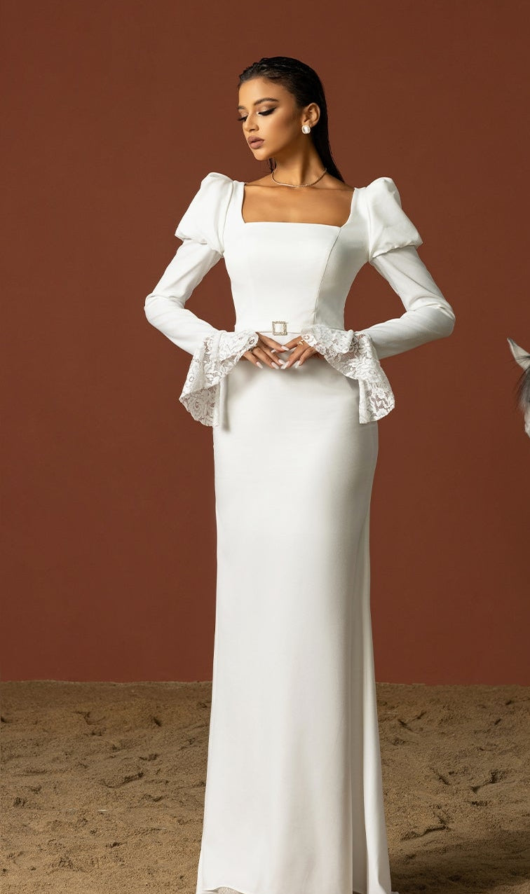 Vestido de Gala "Elegancia Atemporal" con Detalles en Encaje