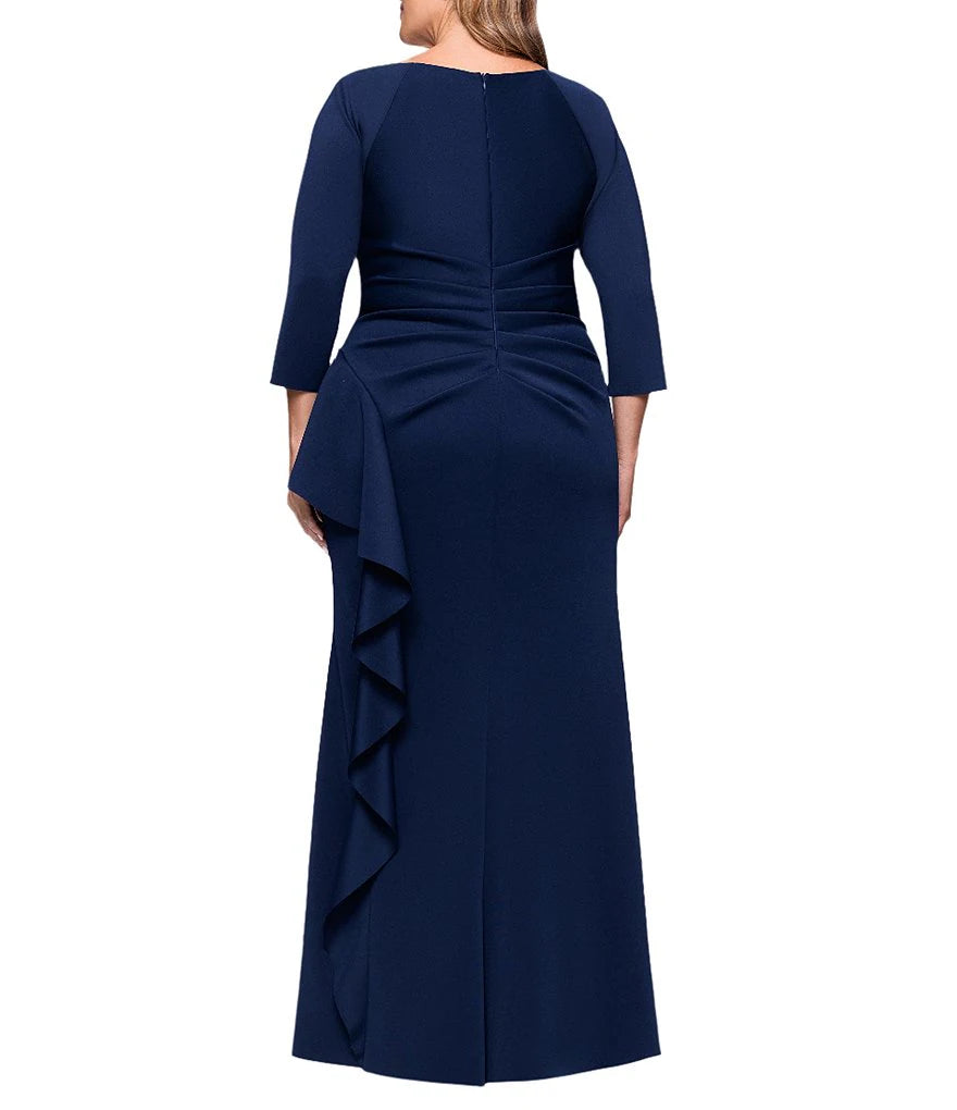 Vestido azul marino manga 3/4
