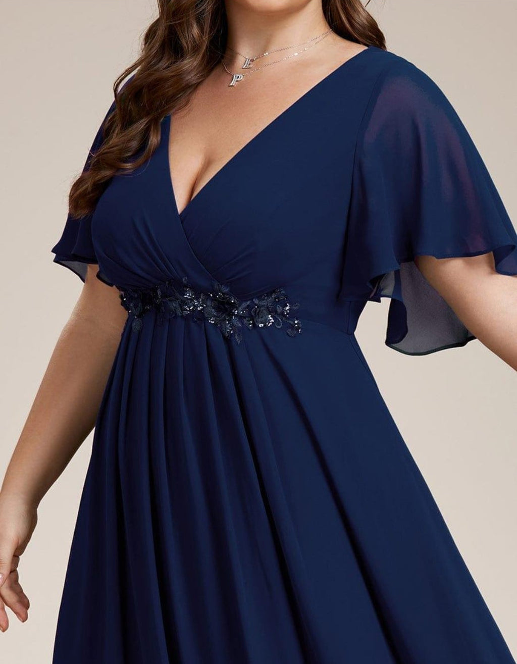 Vestido azul marino corte A manga corta