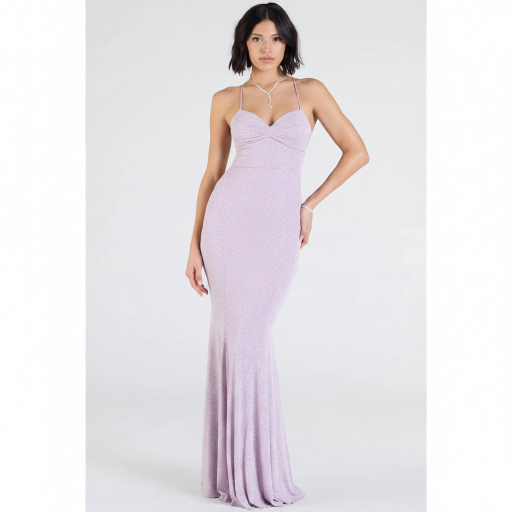 Vestido Liz lavanda espalda abierta corte sirena