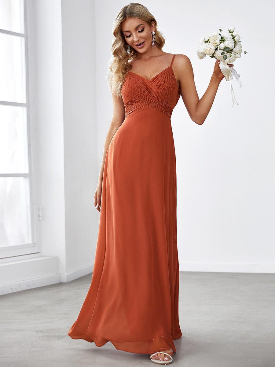 Vestido Terracota corte A con escote en V