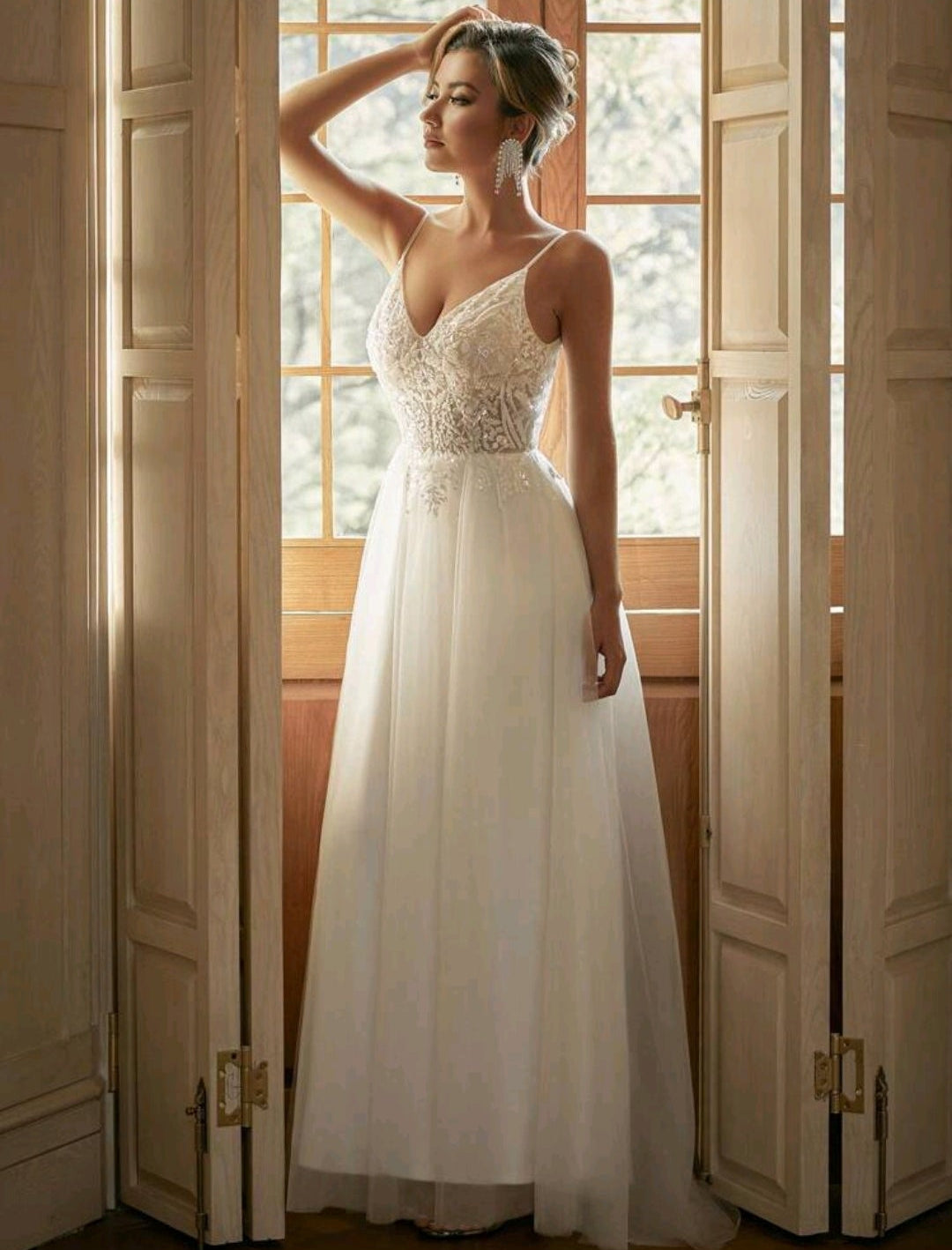 Vestido de novia – Estilo A-Line con Encaje Floral