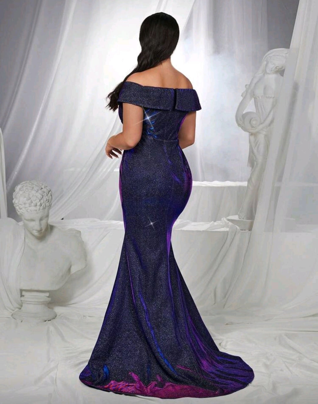 Vestido tornasol de manga caída