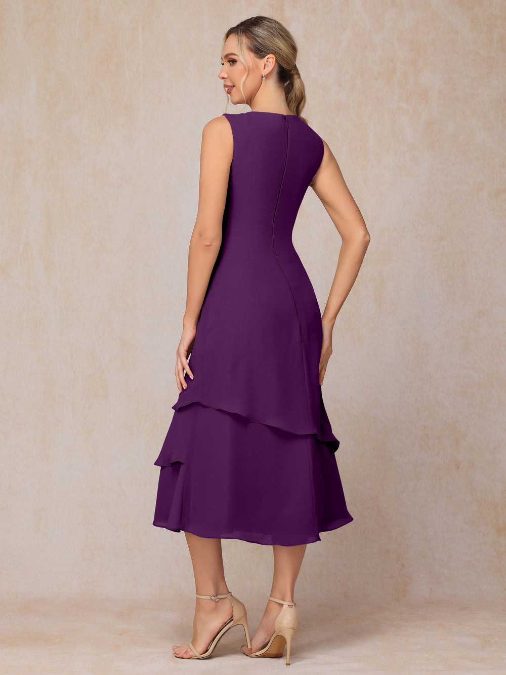 Vestido morado oscuro largo 2 piezas