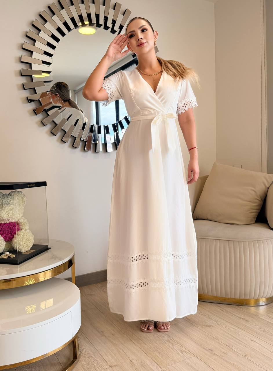 Vestido blanco manga corta