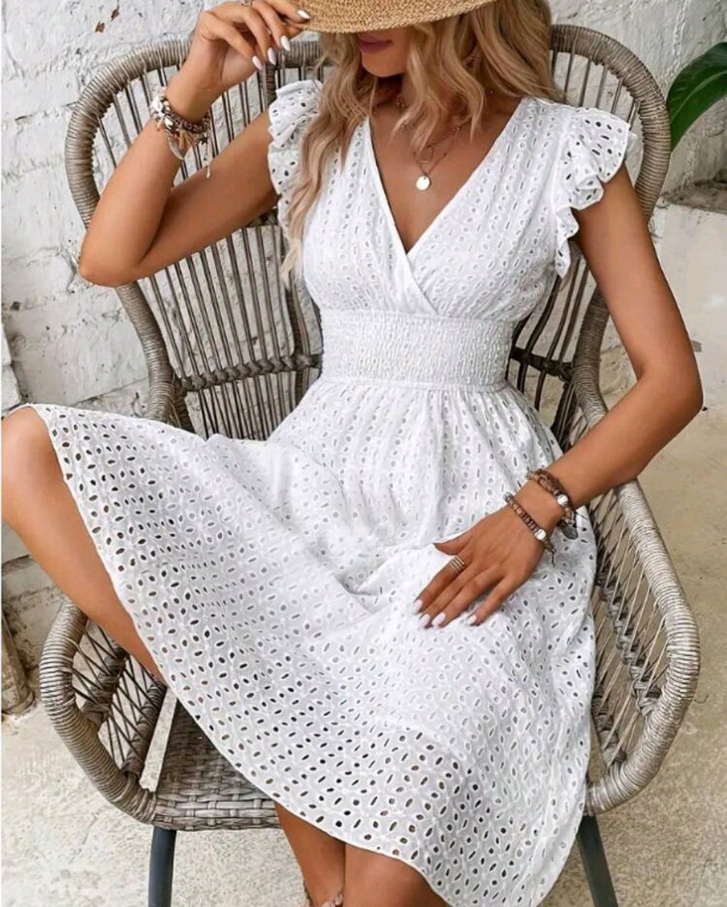 Vestido blanco casual midi