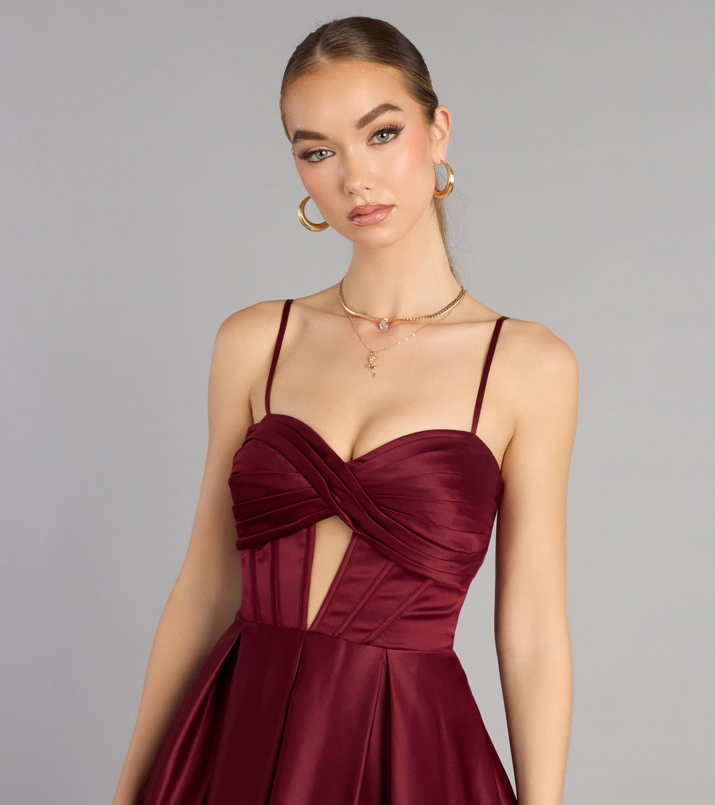Vestido Grecelyn vino escote corazon corte A