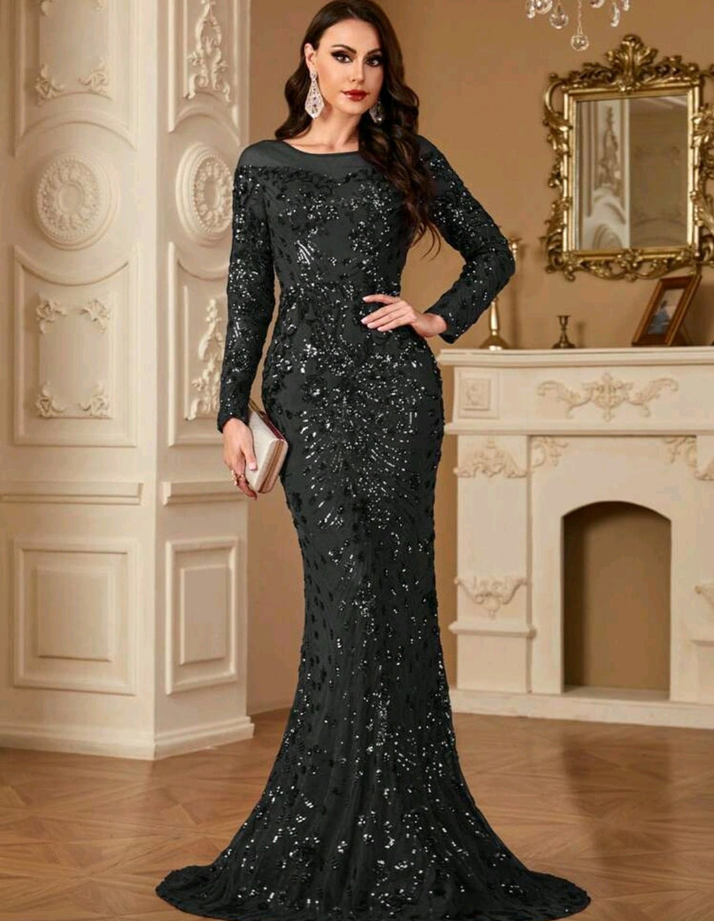 Vestido negro lentejuelas pegado al cuerpo