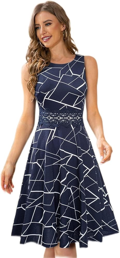 Vestido azul marino con rayas blancas