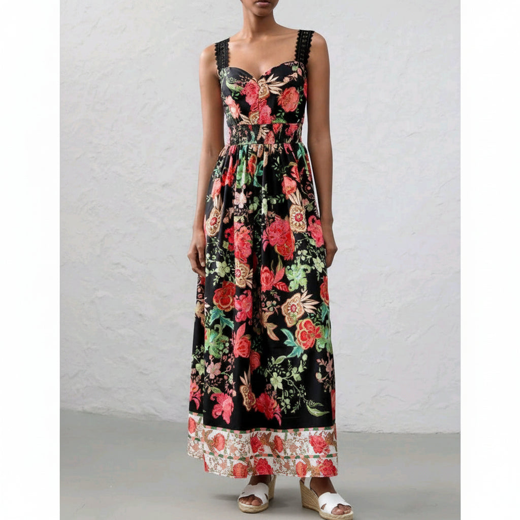 Vestido casual negro floral