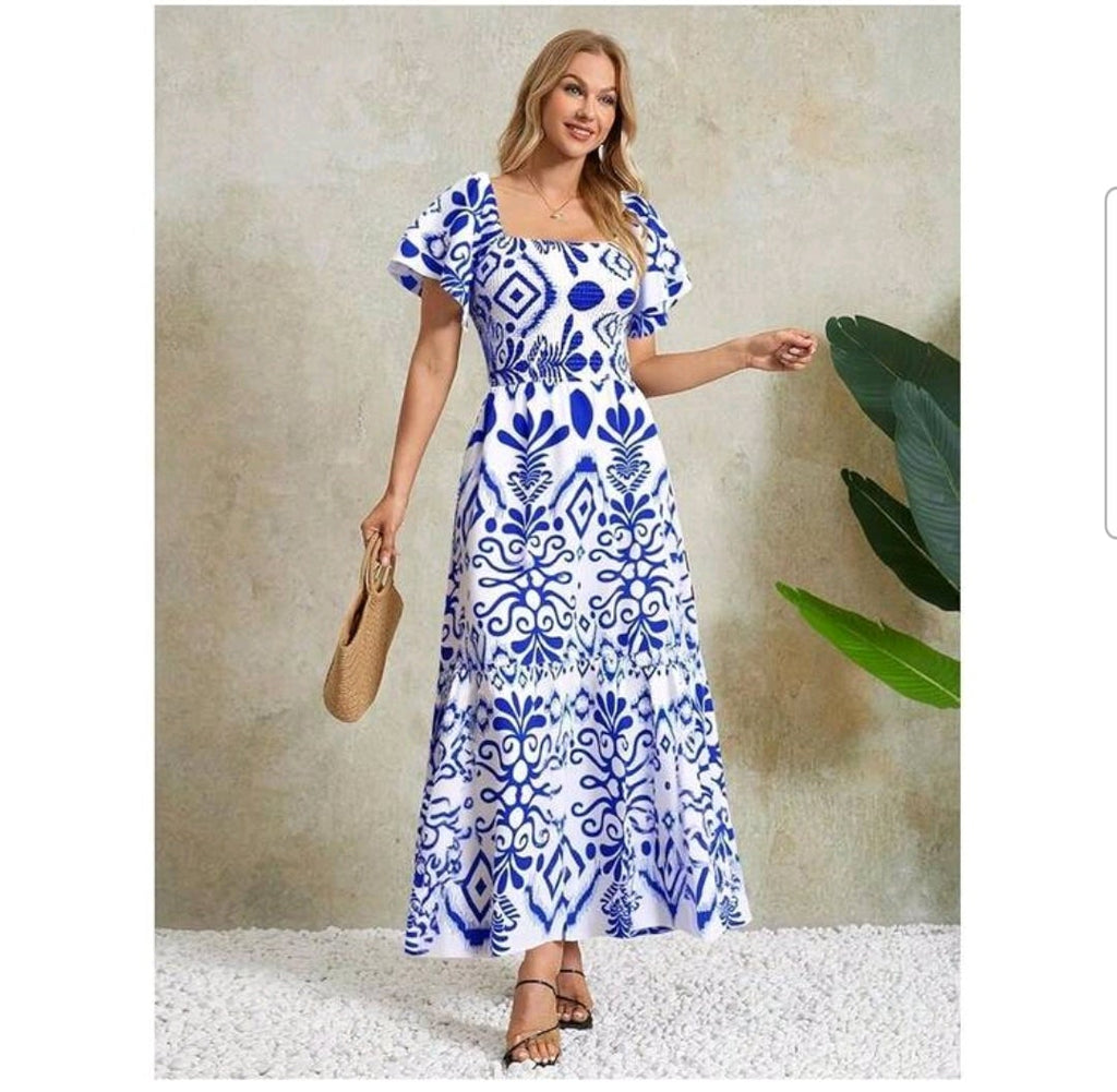 Vestido blanco con estampado bohemio