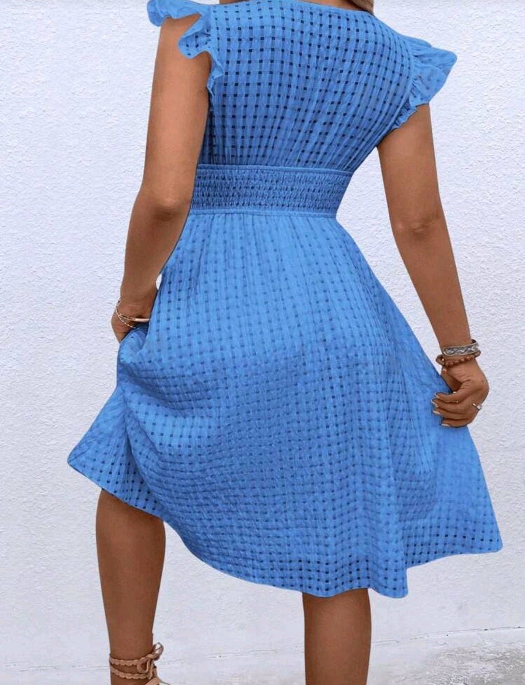 Vestido celeste oscuro casual midi