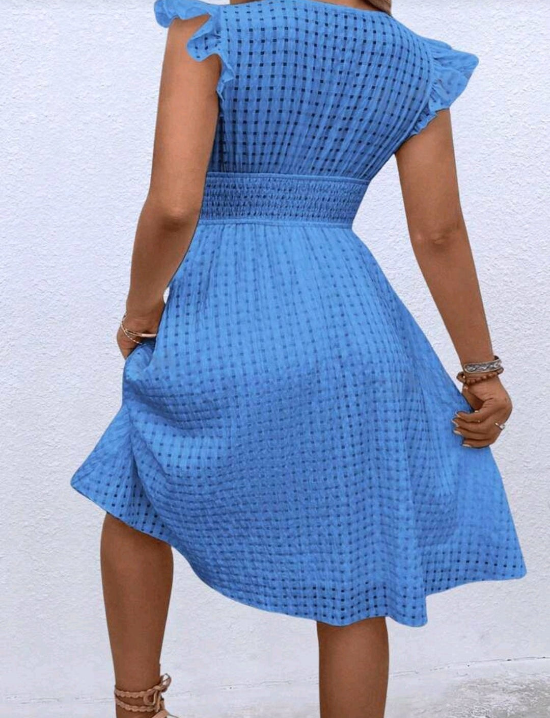 Vestido celeste oscuro casual midi