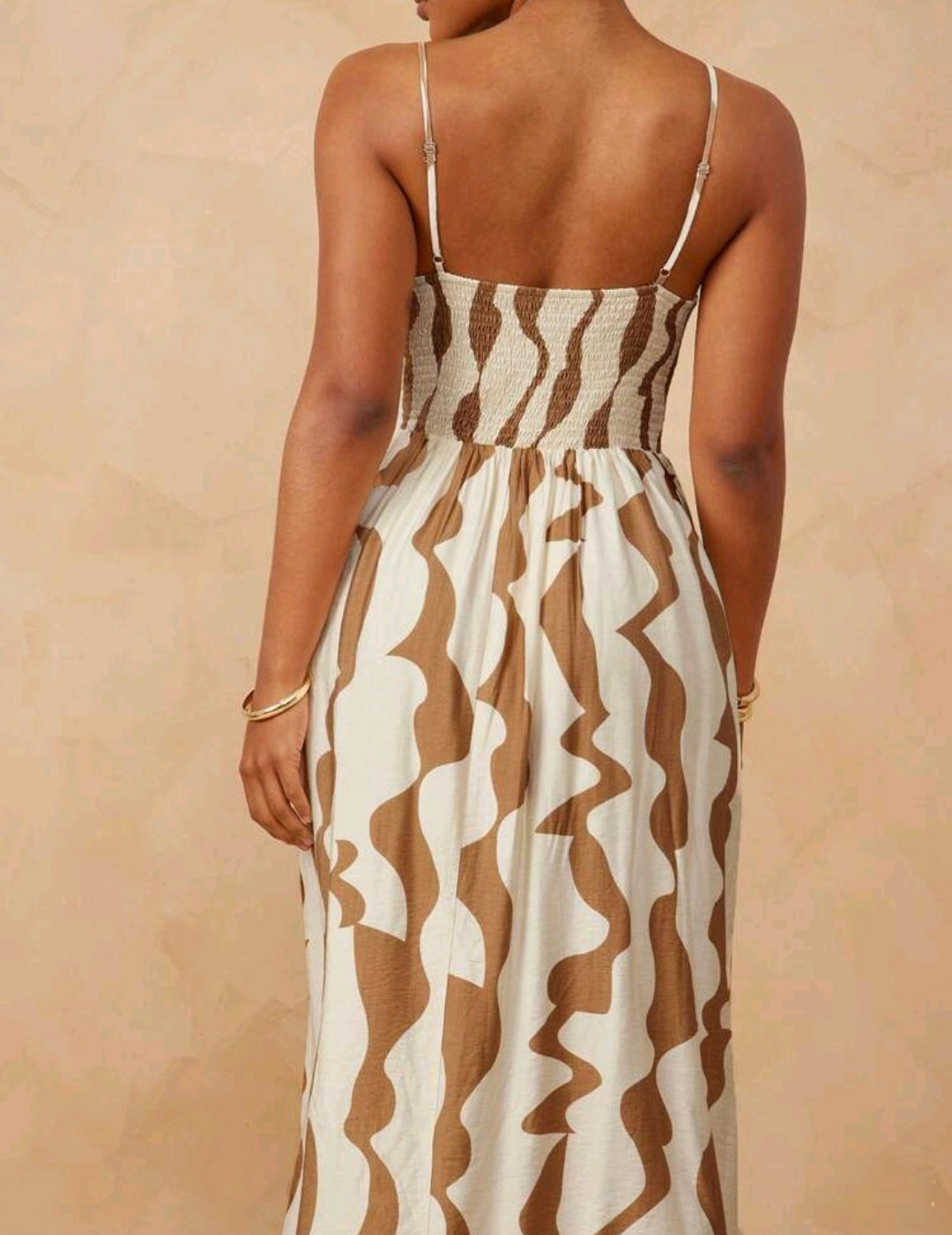 Vestido Ivory print café tirante delgado