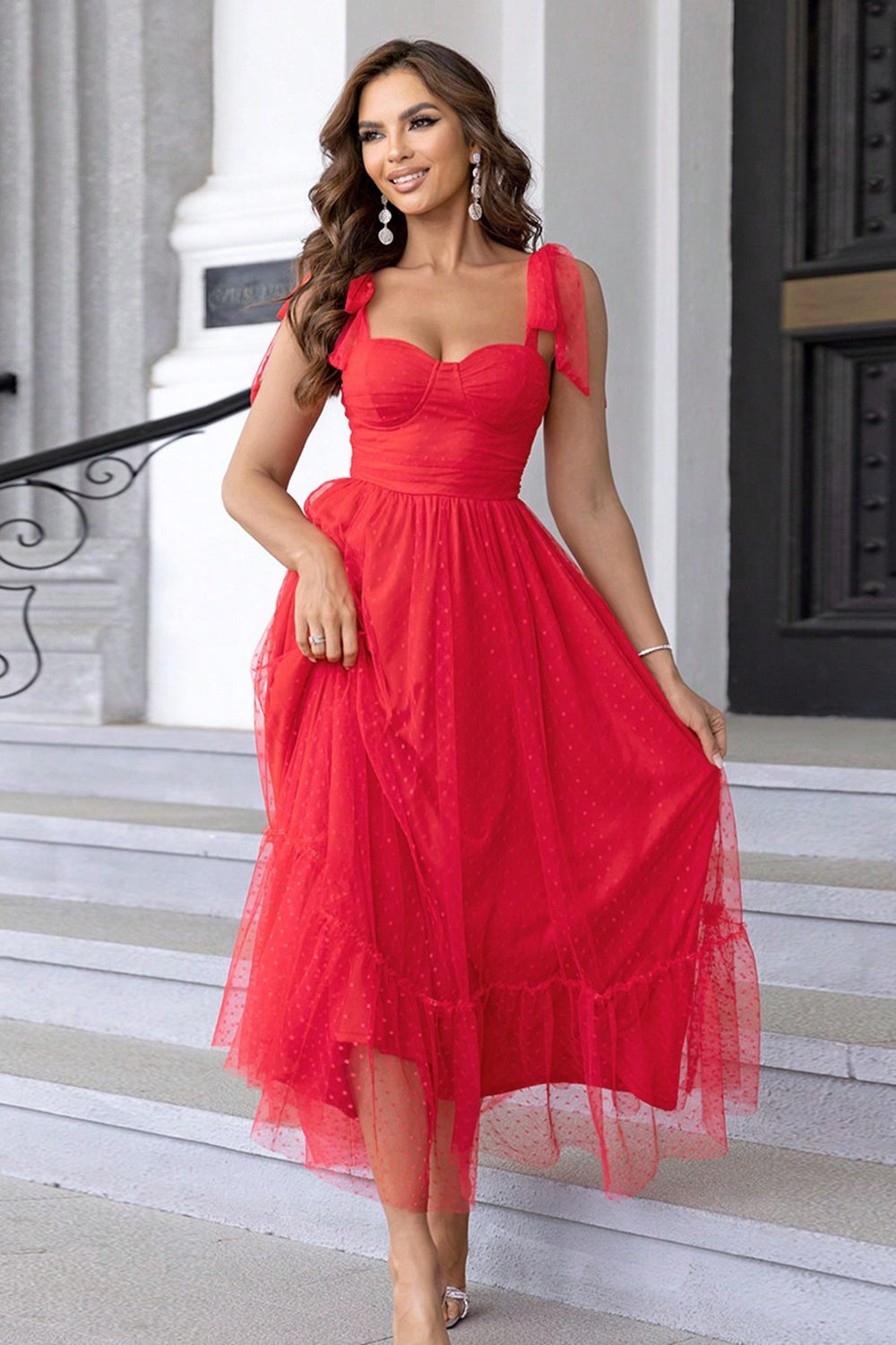 Vestido rojo con escote corazón