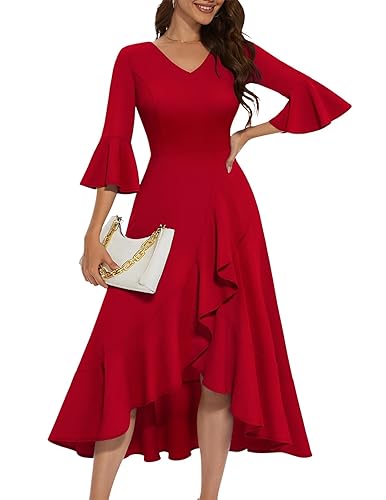 Vestido rojo formal midi