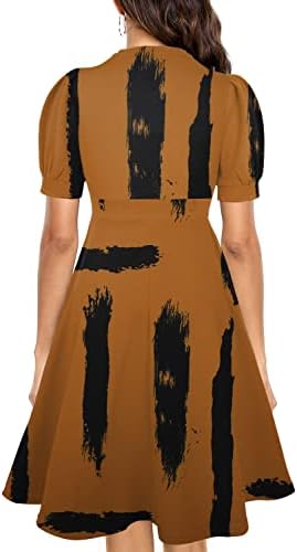 Vestido café rayas negras formal midi