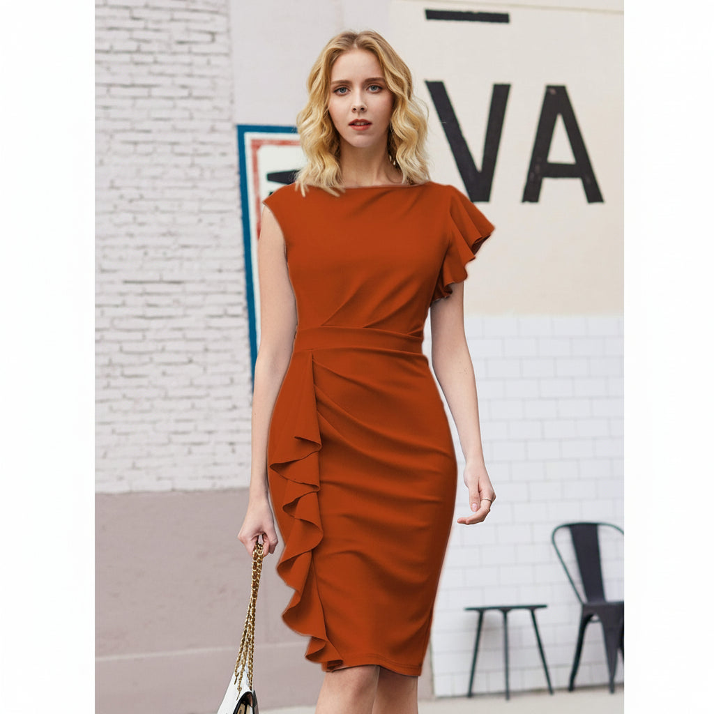 Vestido Terracota formal midi