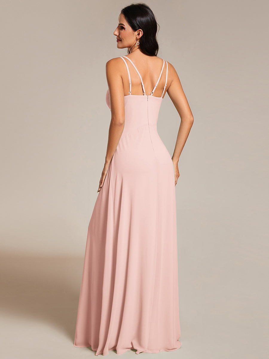 Vestido rosado corte A tirante delgado