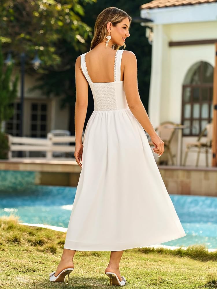 Vestido blanco tirante delgado corte A