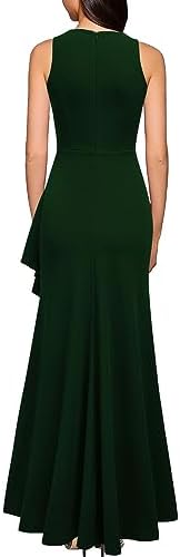Vestido verde oscuro sin manga con abertura lateral
