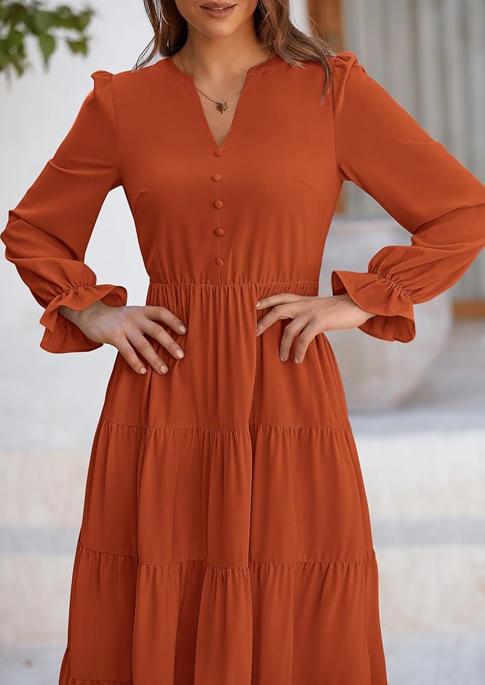 Vestido Terracota manga larga