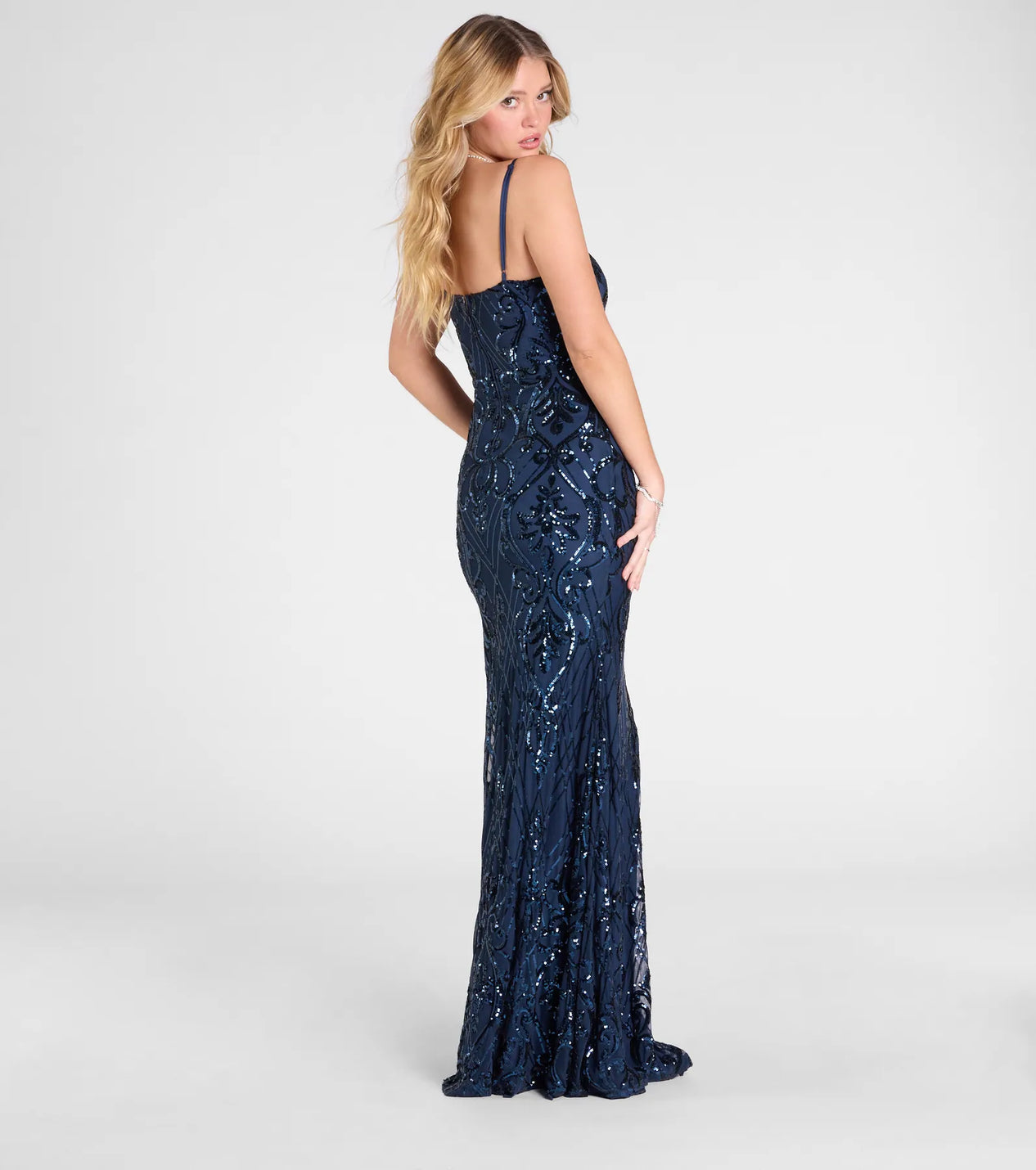 Vestido Jolie Azul marino de lentejuelas