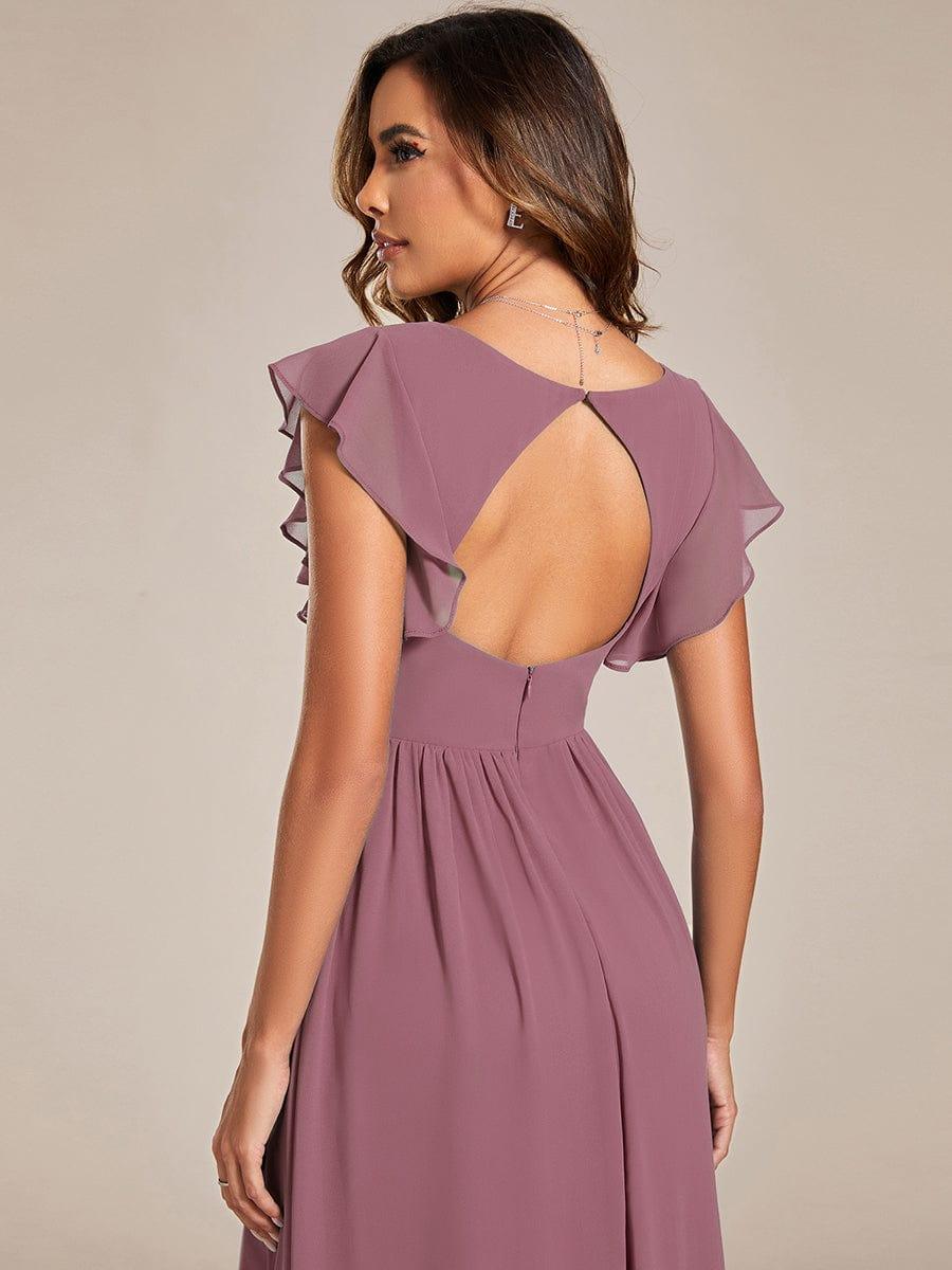 Vestido dusty pink con escote en V y espalda semi abierta
