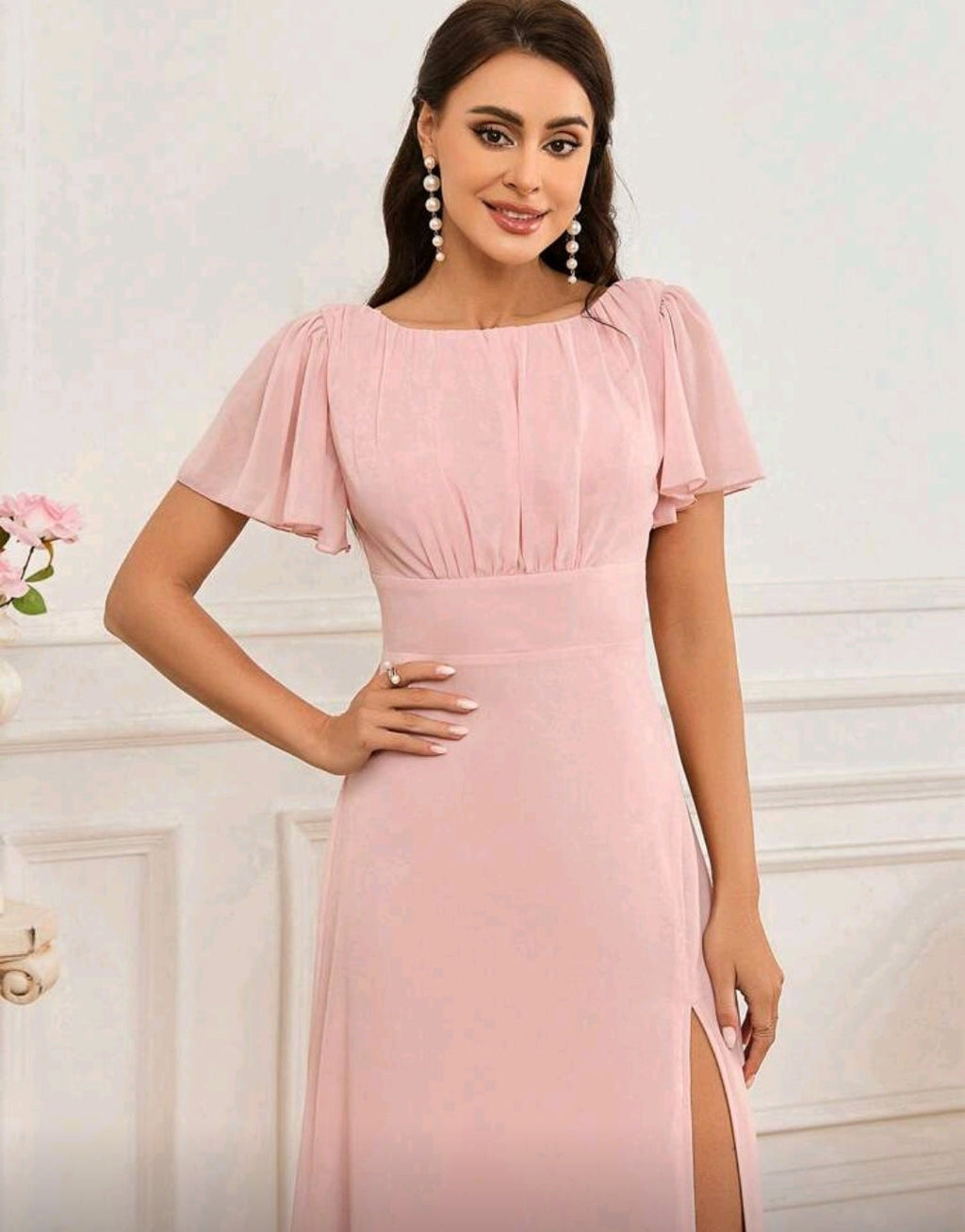 Vestido palo rosa espalda abierta