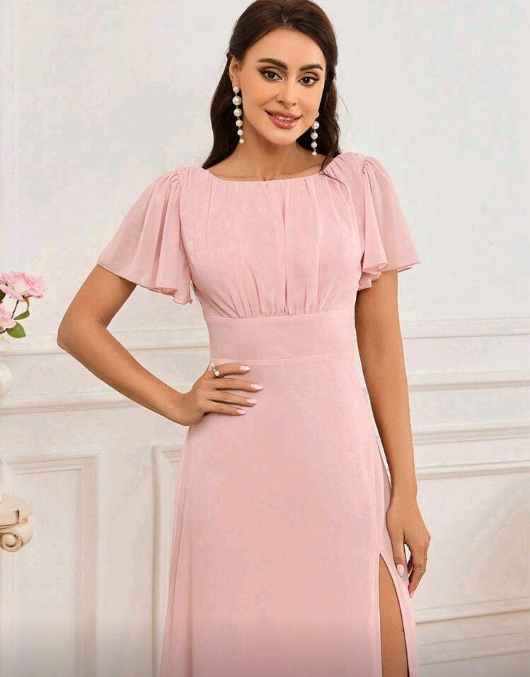 Vestido palo rosa espalda abierta