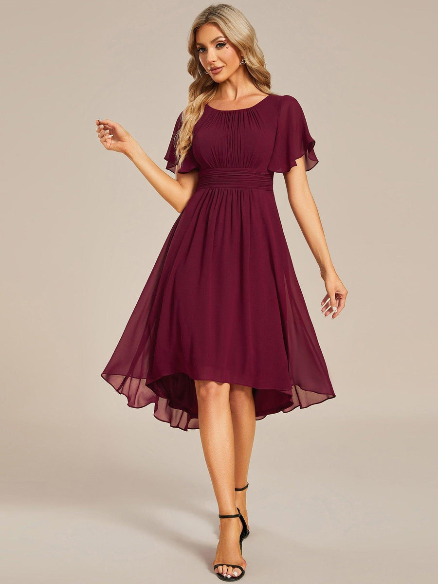Vestido vino formal manga corta