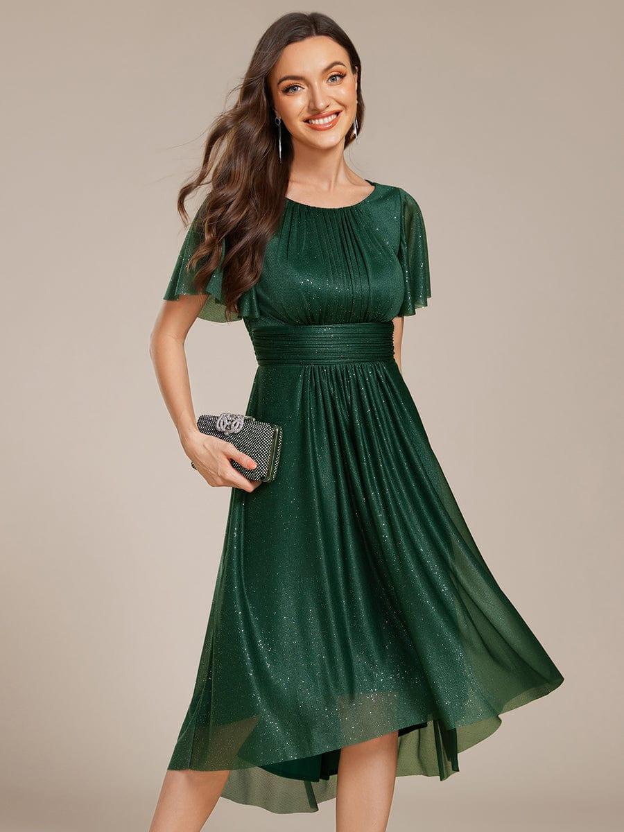 Vestido midi verde esmeralda con brillo