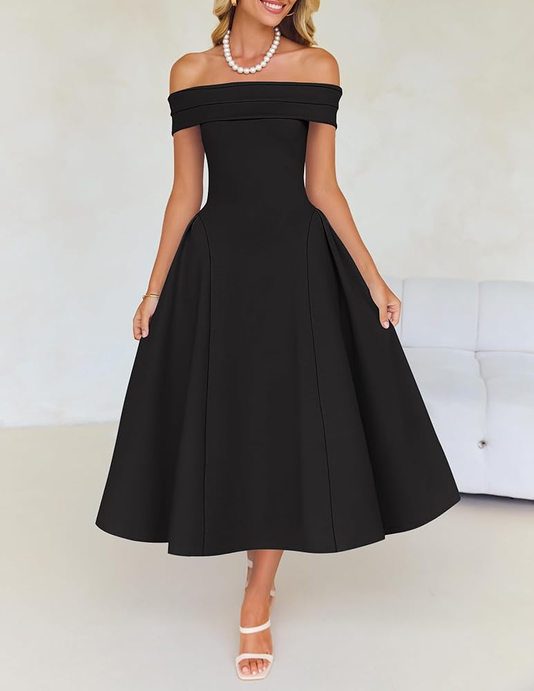 Vestido midi negro straple corte A