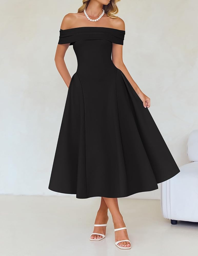 Vestido midi negro straple corte A