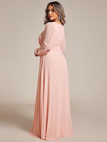 Vestido rosa manga larga