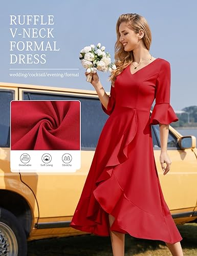 Vestido rojo formal midi