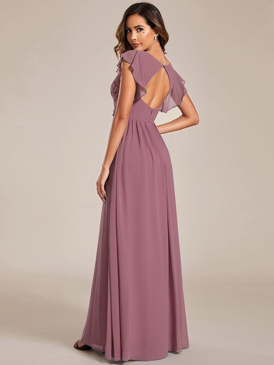 Vestido dusty pink con escote en V y espalda semi abierta