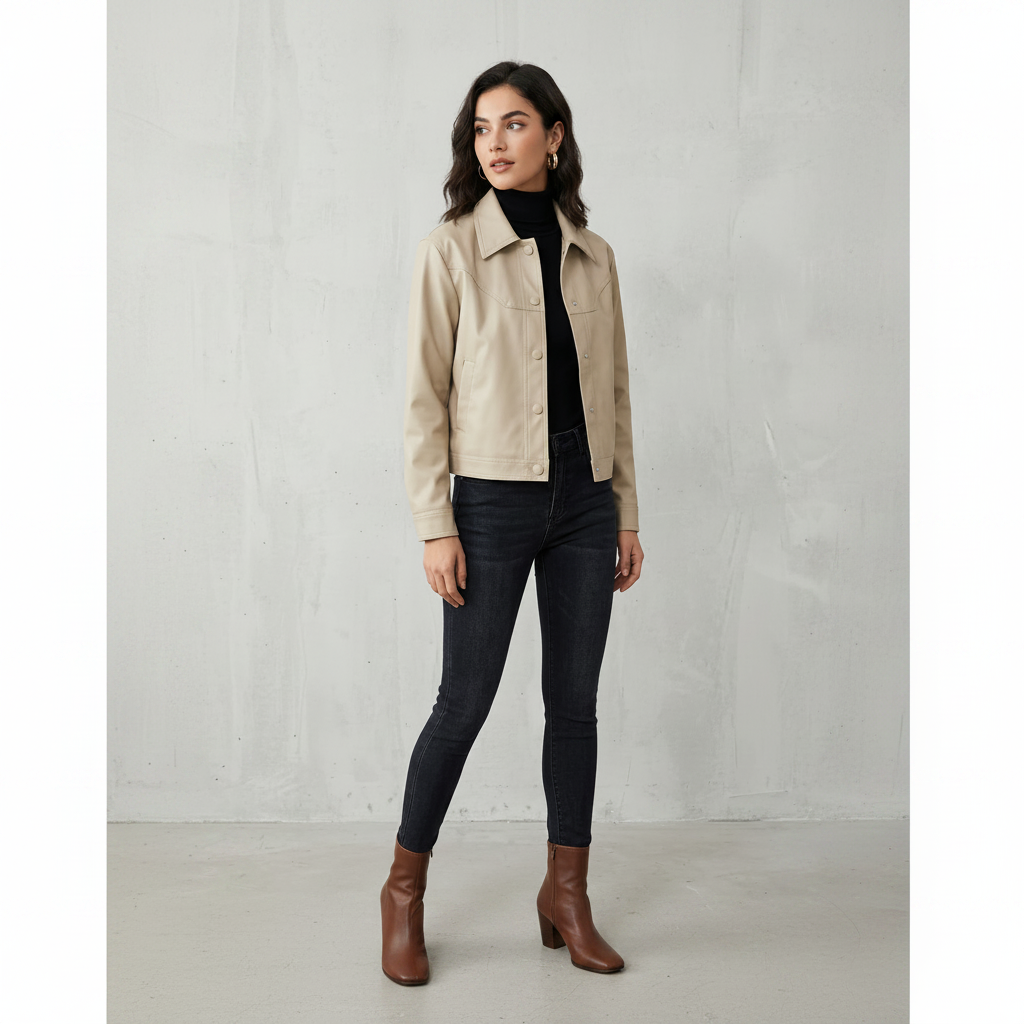 Jacket color taupe de botones