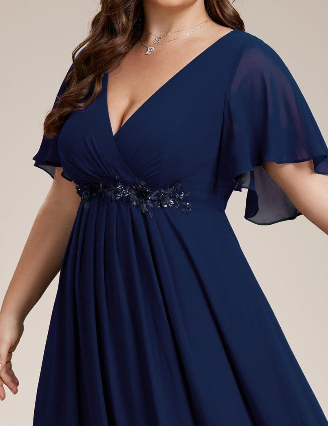 Vestido azul marino corte A manga corta