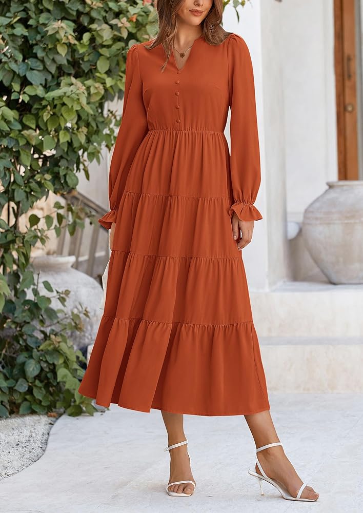 Vestido Terracota manga larga