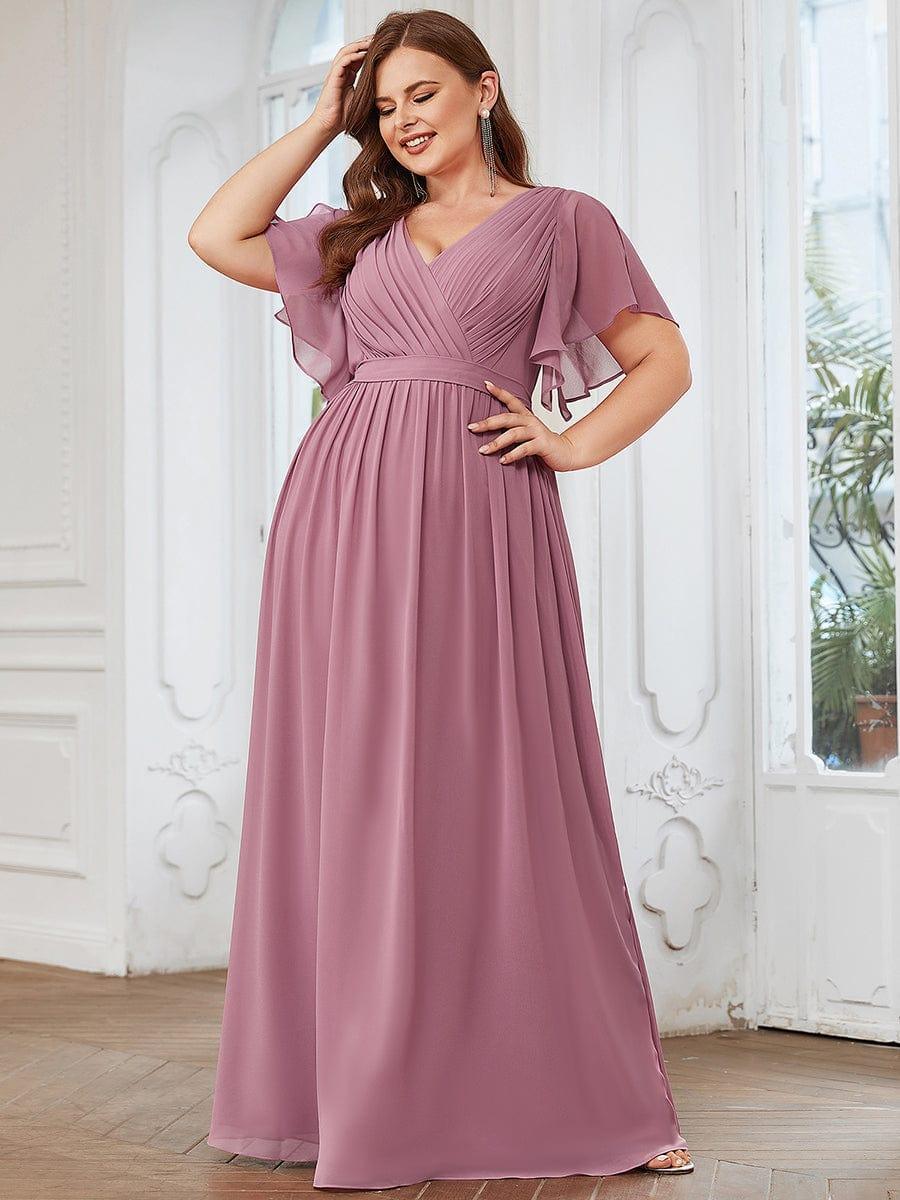 Vestido dusty pink con escote en V corte A