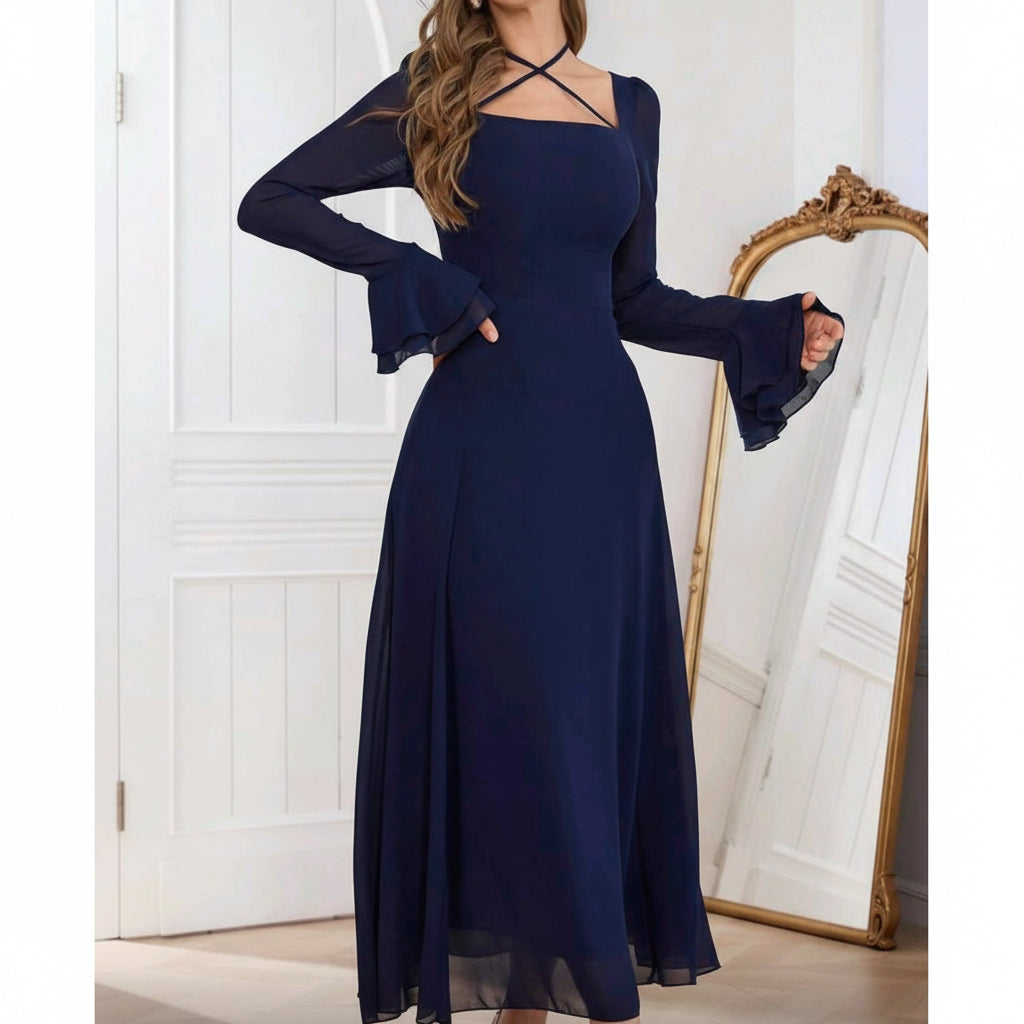 Vestido azul marino corte A